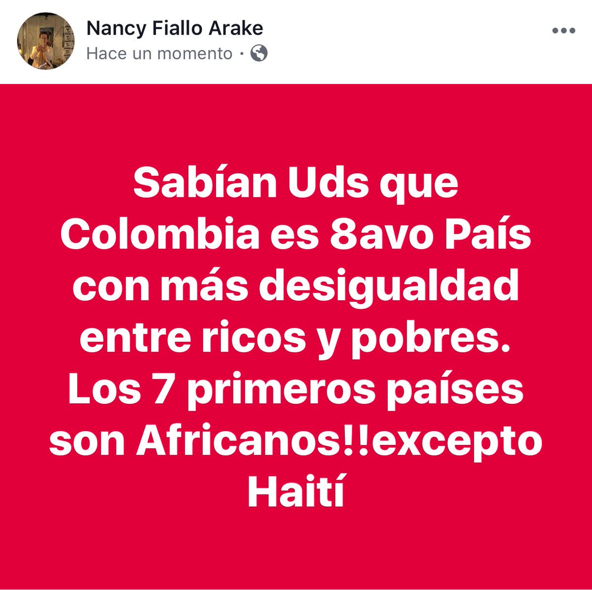 ArakFialloNancy's tweet photo. Colombia: Los ricos siempre han tenido presidente. Los pobres no. https://t.co/WyAcYDAG2Q
