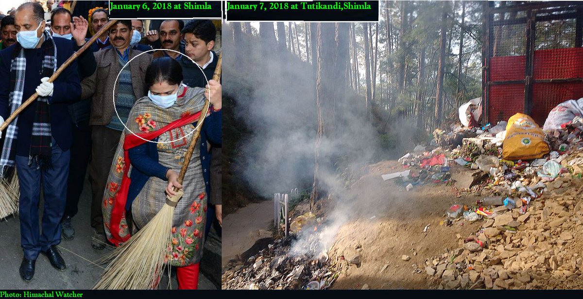 Couldn't resist sharing this...

If we are not wrong, then she is Mayor of #Shimla. She had participated in the #cleanliness campaign on new CM @jairamthakurbjp's 53rd birthday on Jan 6. 2nd picture shows impact of campaign next day. #AirPollution

#StopGarbageBurning #Himachal