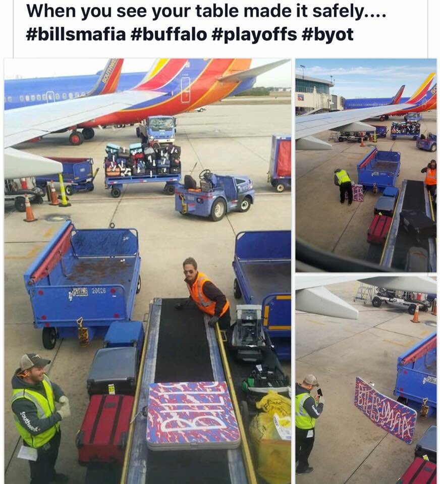 Thank you <a href="/SouthwestAir/">Southwest Airlines</a> for making sure the “tables” arrived safely for the @buffalobills playoff game today #onebuffalo #GoBills 🏈🏈🏈 <a href="/espn/">ESPN</a> <a href="/barstoolsports/">Barstool Sports</a> <a href="/TrainwreckSprts/">Trainwreck Sports</a>