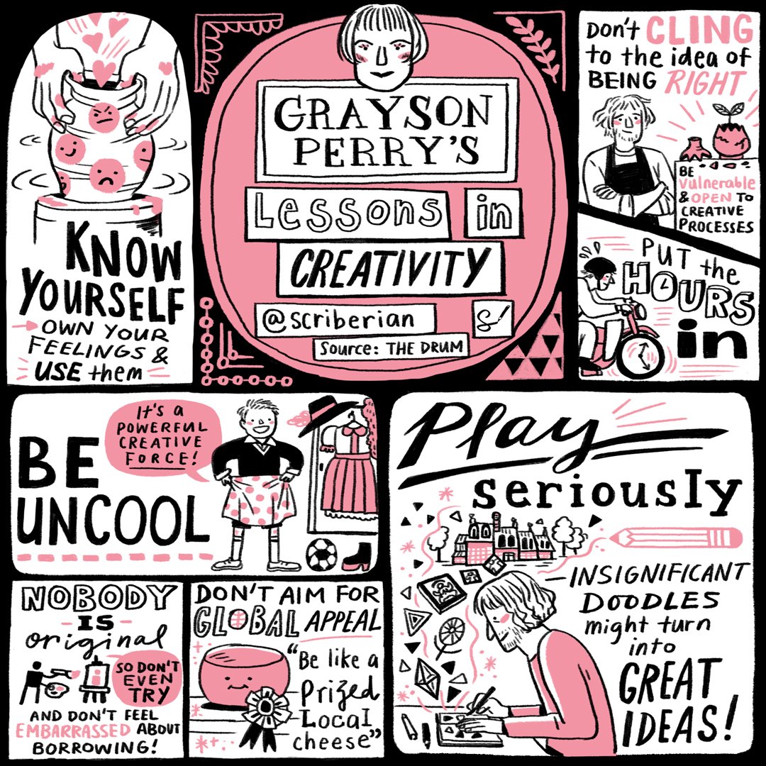 scriberian's tweet image. Embrace your #creativity this year with these seven tips from Grayson Perry (a.k.a@Alan_Measles)