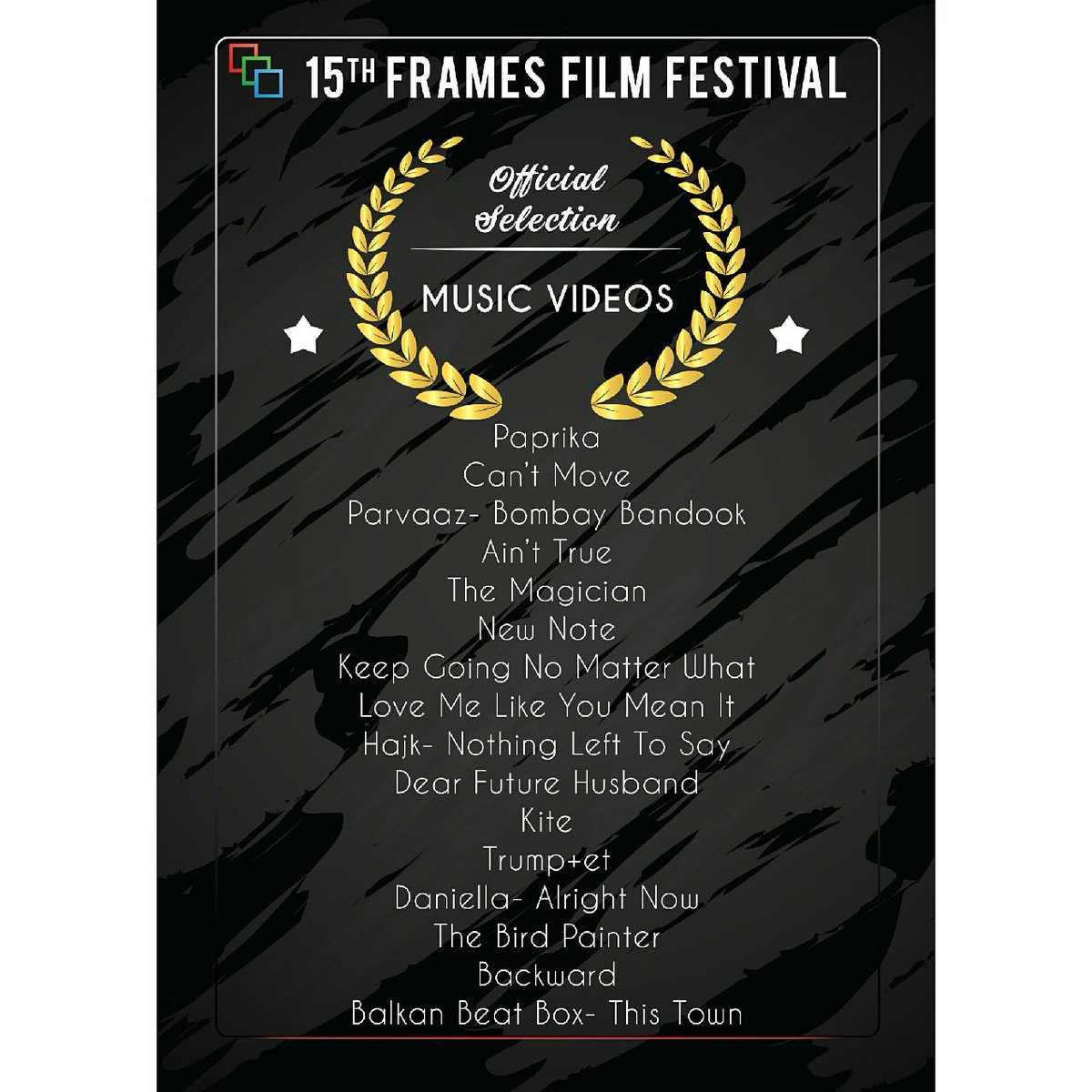 framesfilmfest's tweet photo. We present to you the official selection of Music Videos for 15th Frames Film Festival.💥
#15thframes
#FramesFilmFestival https://t.co/GGDpcXIWfy