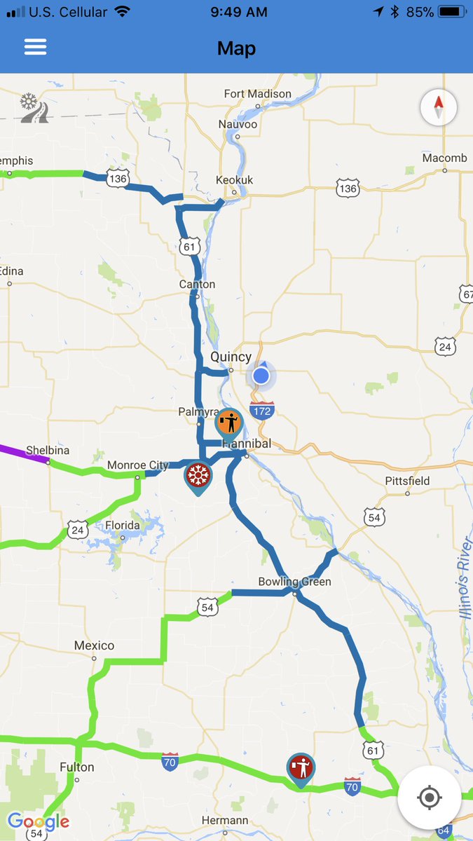 KHQATegan's tweet photo. Update from @MoDOT_Northeast roads in viewing area are now partly covered in ice.@KHQARich @KHQA #mowx #ice https://t.co/jMl0DouxVk