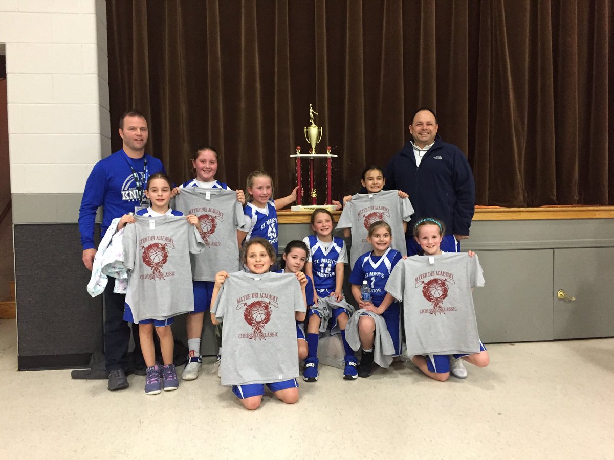 rockmunder's tweet photo. @johnWKYC For winners portion of  channel 3 news in the morning.         This is the 4th Grade girls basketball team from St Mary’s of Mentor who won the Mater Dae Tournament.    They are a team of 6 3rd Grade girls and 3 4th graders playing 4th Grade basketball. We are so proud https://t.co/U38vPFnF68
