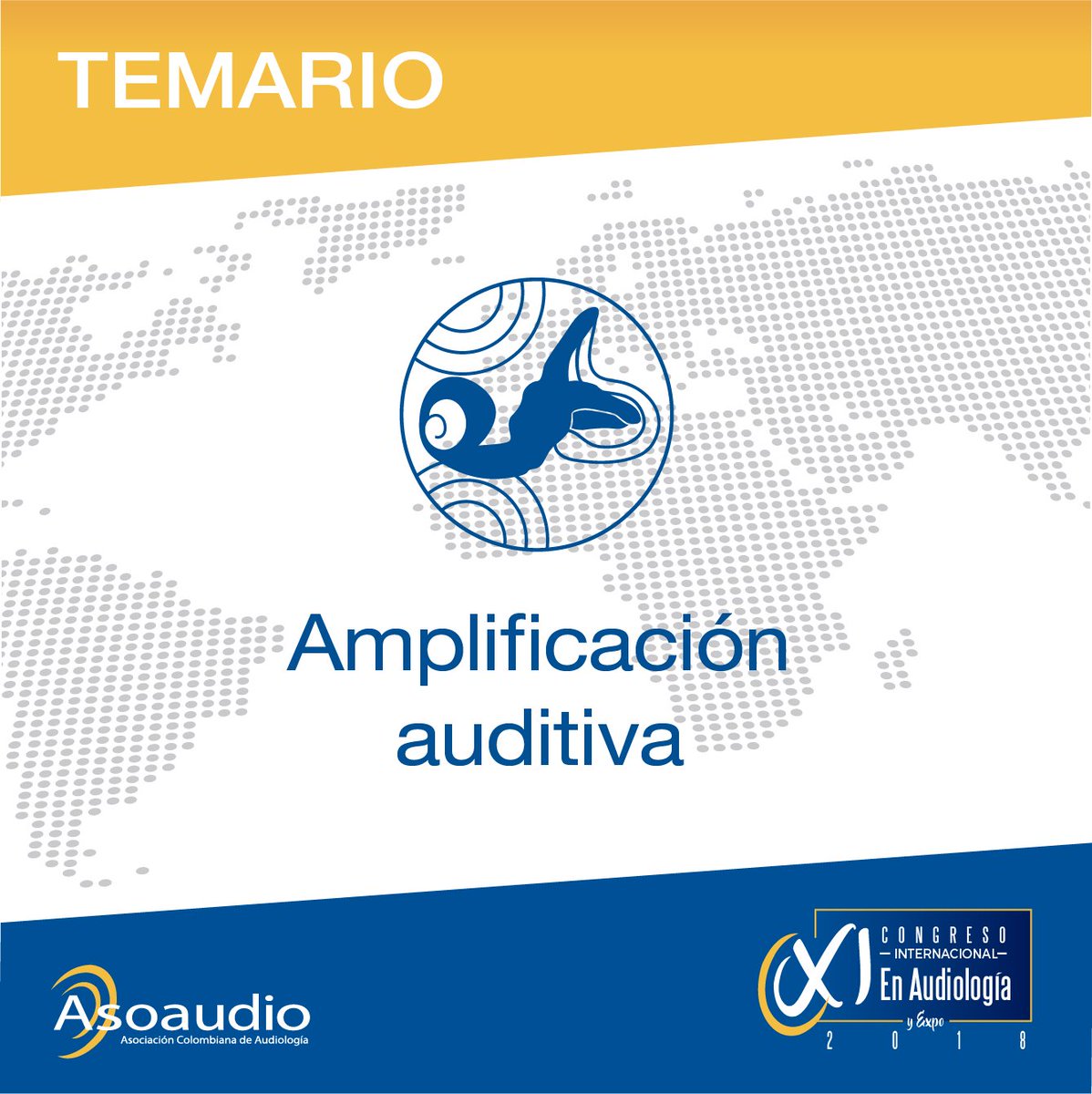 Este es el momento para actualizarte con nuestro tema "Amplificación auditiva -  Diagnóstico y efectividad en la intervención" en el Congreso Internacional en Audiología y EXPO 2018 Inscripciones (571) 616 8337 evento@asoaudio.org.co #audiología #yosoyasoaudio #audiología