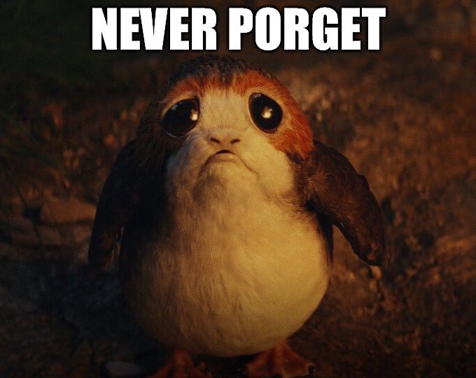 Crelfax's tweet photo. #Porg #StarWars #NeverPorget https://t.co/D2fcex3FVb