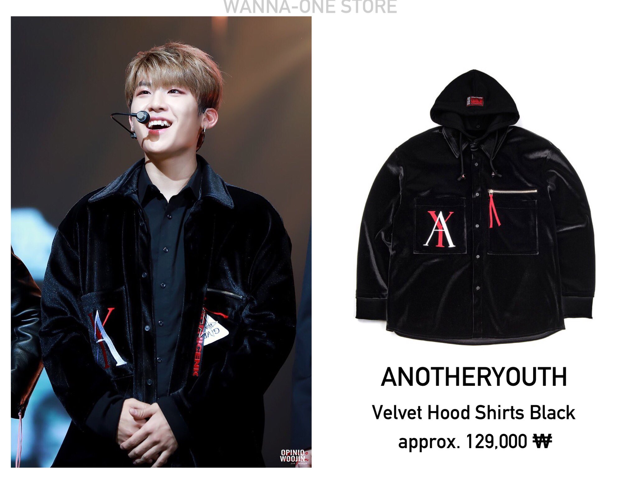 X 上的 WANNA-ONE STORE：「ANOTHERYOUTH : Velvet Hood Shirts Black