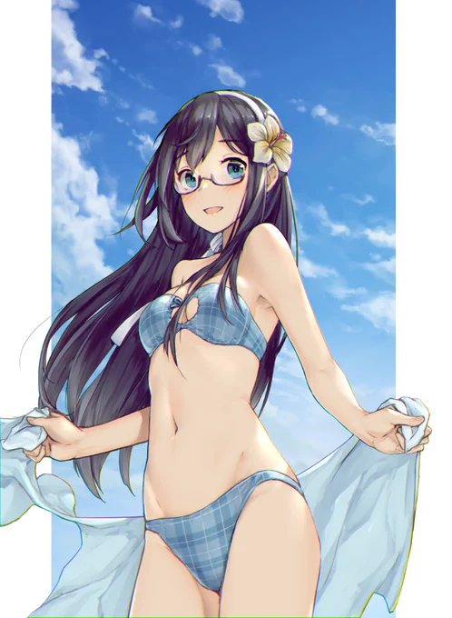 お題箱でいただいたお題、水着の大淀さんを描きました 
