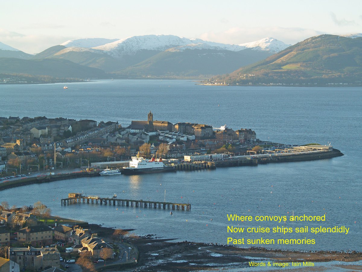 The River Clyde has a rich maritime history - trade; shipbuilding; safe anchorage for war-time convoys; cruise ship destination. Views of the Firth from Greenock's Lyle hill are spectacular, but snow adds an extra sparkle. #Greenock #Inverclyde #Clyde #Scotland #maritime