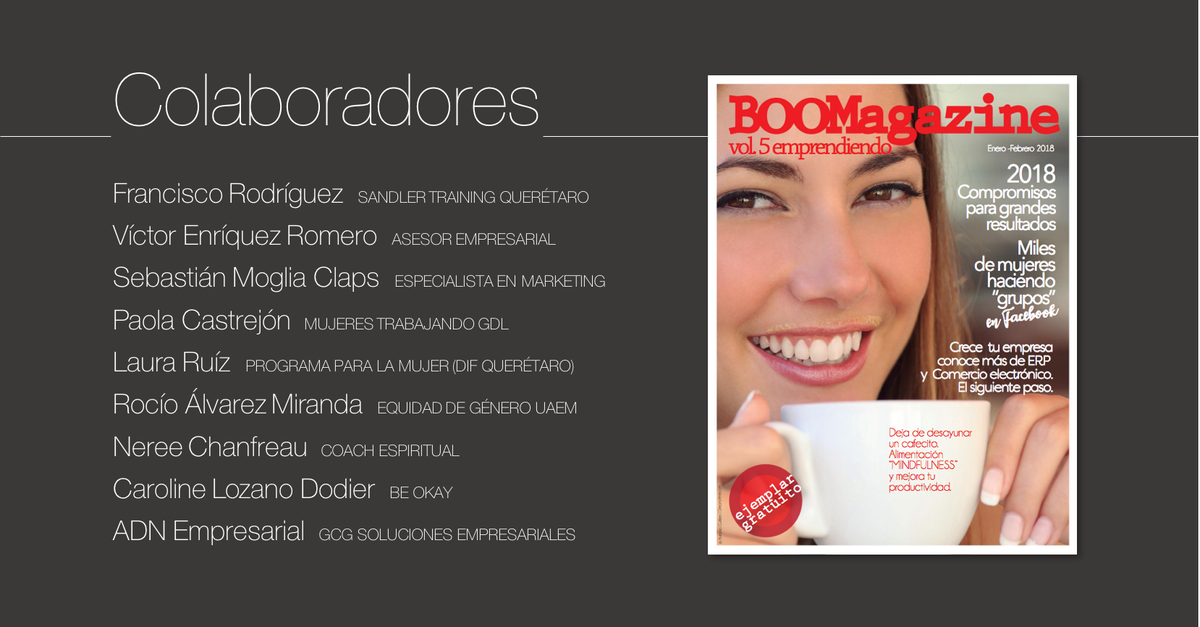 boomagazinemx's tweet photo. Conoce a los colaboradores de nuestra 5º edición y sigue sus consejos para tener un 2018 altamente productivo. 🚀

https://t.co/ThXfGG0o0v
#BOOMagazine #emprendedores https://t.co/KYZ6HFgihh