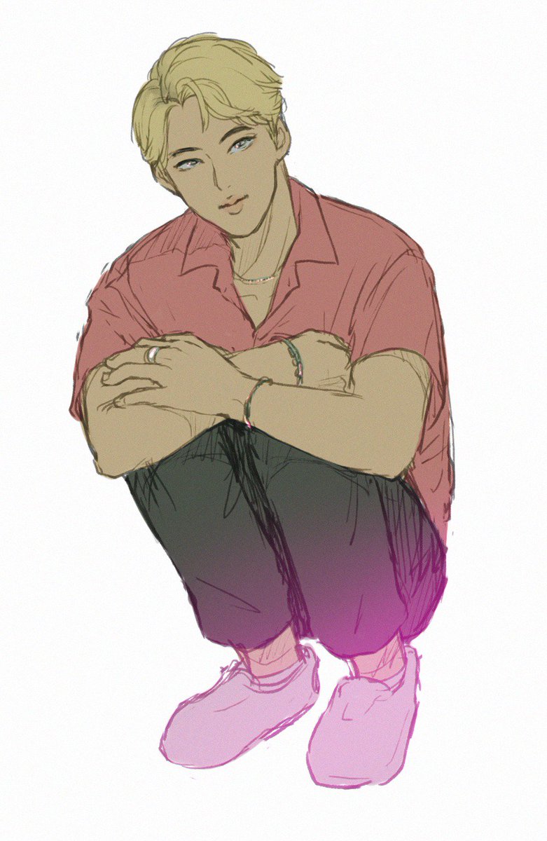 おばあちゃん Fireのワル なソクジンさんらくがき しゃがむポーズの練習に どうあがいても形狂いまくって辛いけど供養