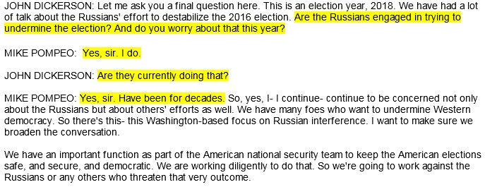 FaceTheNation's tweet photo. .@CIA Director Pompeo says Russians are currently trying to impact U.S. elections &amp; have been for decades https://t.co/Uqo38i6eii
