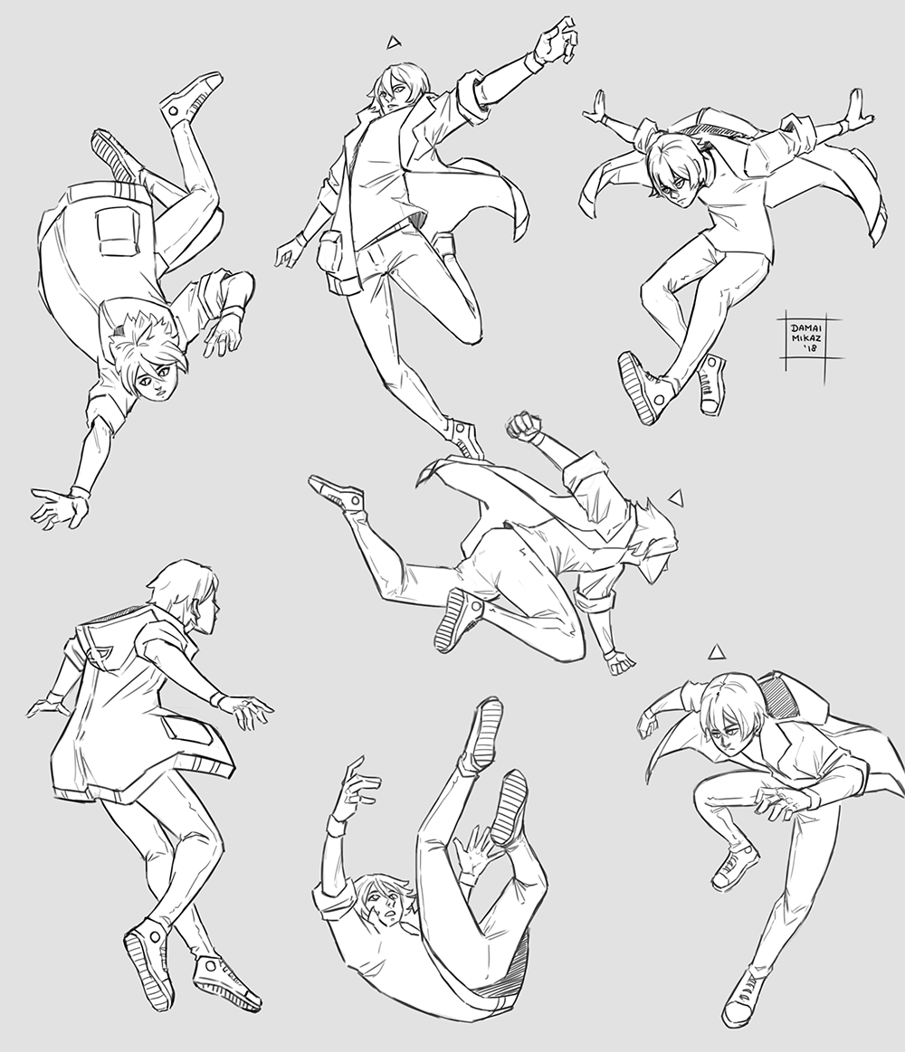 Damai Mikaz on Twitter: "Some flying and falling poses #art #drawing #