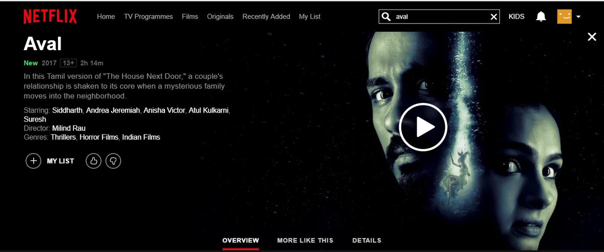 Fatninjaco's tweet photo. If you've missed #AVAL in theatres, catch it on @netflix now streaming.
English Subtitles by @Fatninjaco. Congrats to the team @Actor_Siddharth @Milind_Rau happy to be part of it. Netflix and Chill!!! https://t.co/OgN1yuzJ55