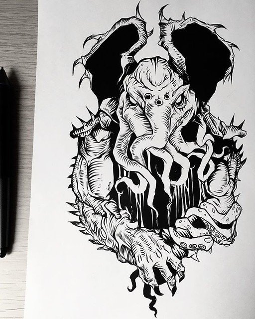 SarahFrightmare's tweet photo. Reposting @romo_79:
Cthulhu design @kulttattoofest #romo79 #cthulhu #flash #drawing #blxckink #skinartmag #txtoo #thinkbeforeuink https://t.co/6RkZKPnUR8