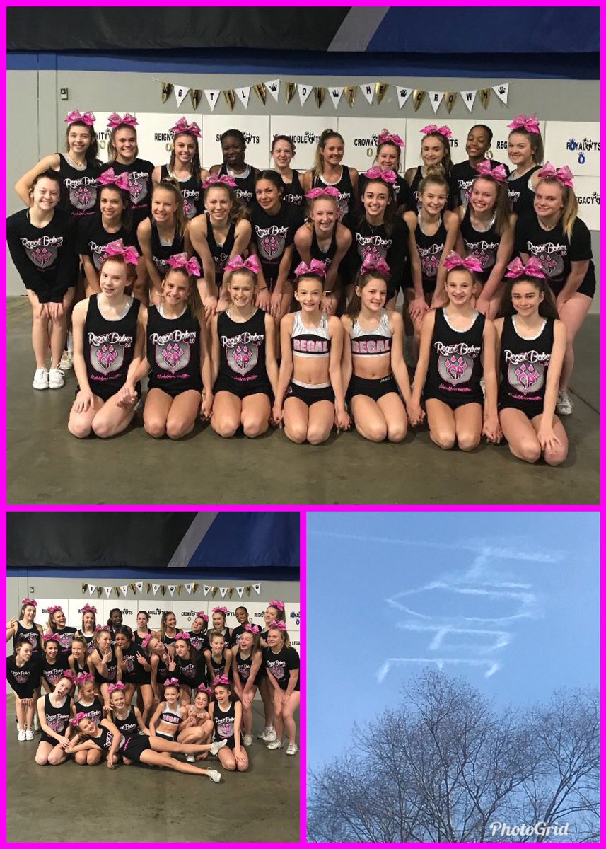 CA_RegalCats's tweet photo. RegalCats are ready for Spirit of Hope @US_Cheer! Such a beautiful sign in the sky as we walked into practice @CA_CharlotteNC today! π #Babes #PinkBowsMatter #MedSr4 https://t.co/dKoJmW0WIE