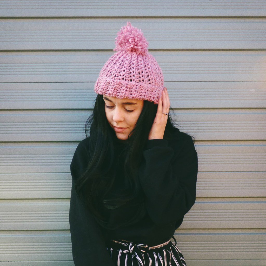 Hand Knit Dusty Pink Bobble Hat witchcraftsco.mystagingwebsite.com/product/hand-k…