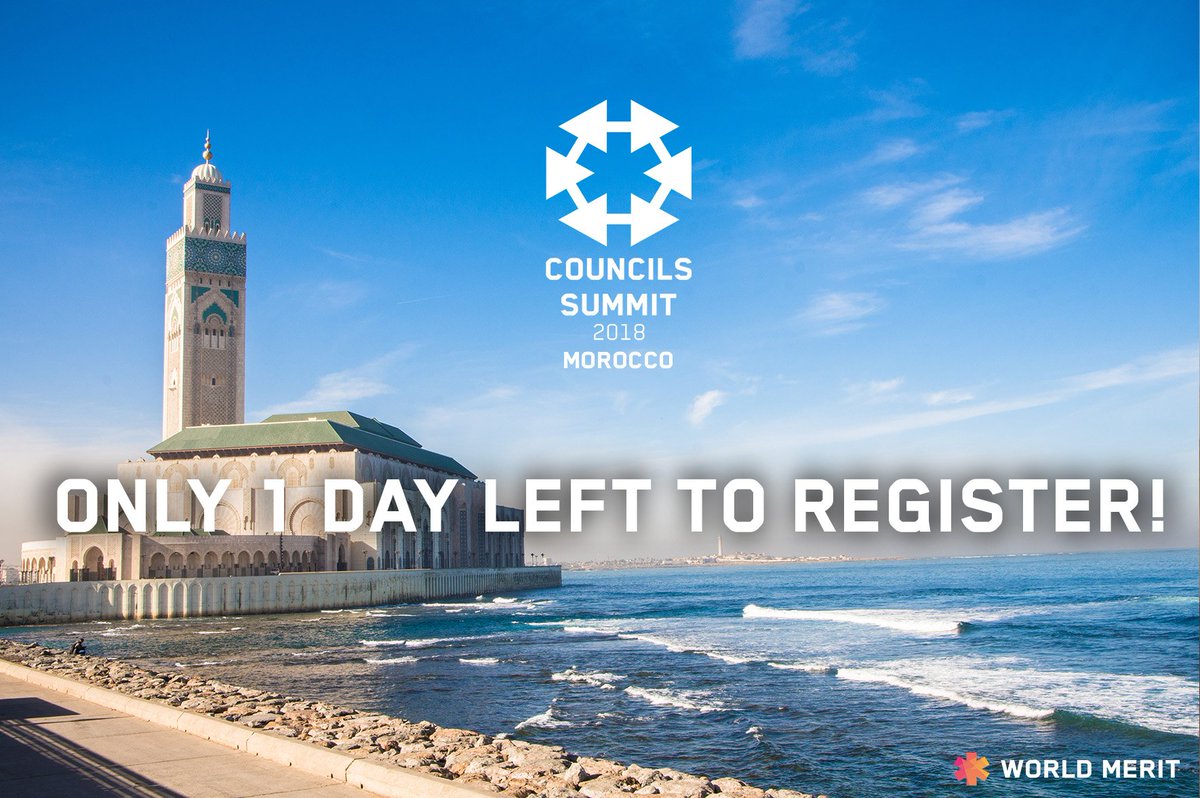 LAST DAY TO REGISTER for #CouncilsSummit2018!!

Register here and meet us in Morocco for the coolest opportunity of 2018: bit.ly/Morocco-Summit!