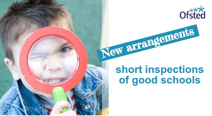 Ofstednews's tweet photo. From January 2018 there will be new arrangements for short inspections of good schools. Find out what this could mean for your school https://t.co/A23Zv3yX40 https://t.co/6r4ZGF9BfL
