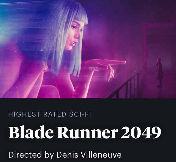 ‘Blade Runner 2049’ is Letterboxd’s Highest Rated Sci-Fi in 2017. 
Logan, TLJ, Apes, Okja &amp; Survivalist in top 10: boxd.it/1pM6c