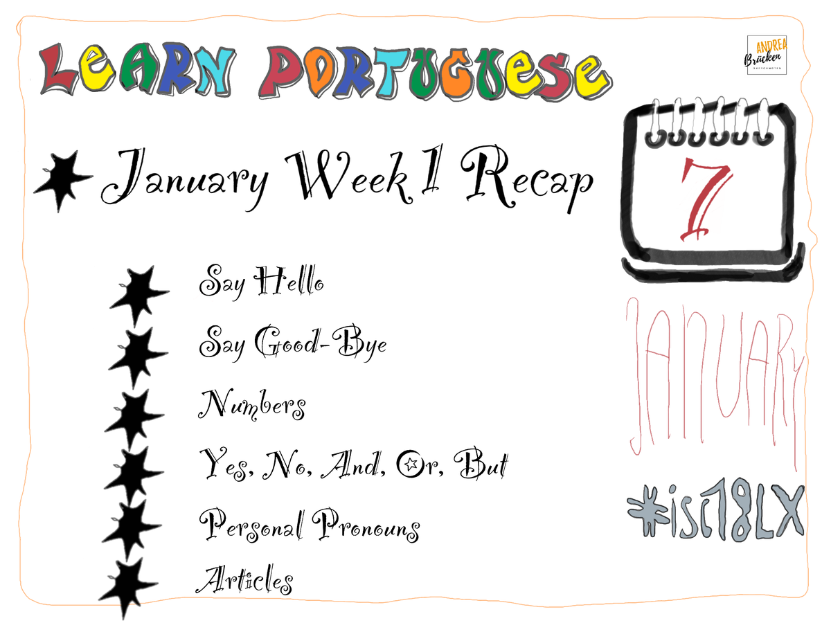 dieHauteCulture's tweet photo. Recap: This was the first week with learning Portuguese for the #isc18LX. See all calendar sheets on #flickr here https://t.co/jbKEC3QAVU #flow40 #flow4you #learnportuguese #learnwithvisuals #todaysdoodle https://t.co/uzfJuTftBQ