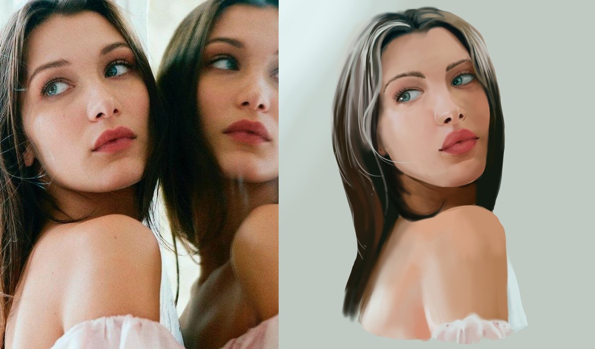 Ciarnaq's tweet image. Kinda art-blocked, so I just went for a study 🙃

#art #practive #drawing #digitalart #study #bellahadid