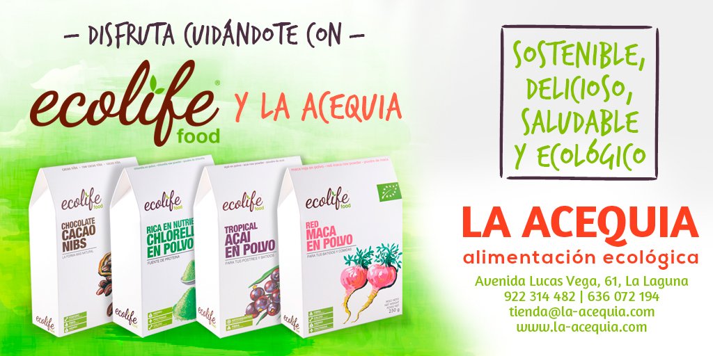 CB1939Canarias's tweet photo. Disfruta cuidándote @ecolifefood y @la_acequia, tu tienda de alimentación #ecológica en Tenerife #bio #organic https://t.co/I1nFl6ug8X 
#Sostenible #Delicioso #Saludable y #Ecológico https://t.co/ZI9j52Svkc