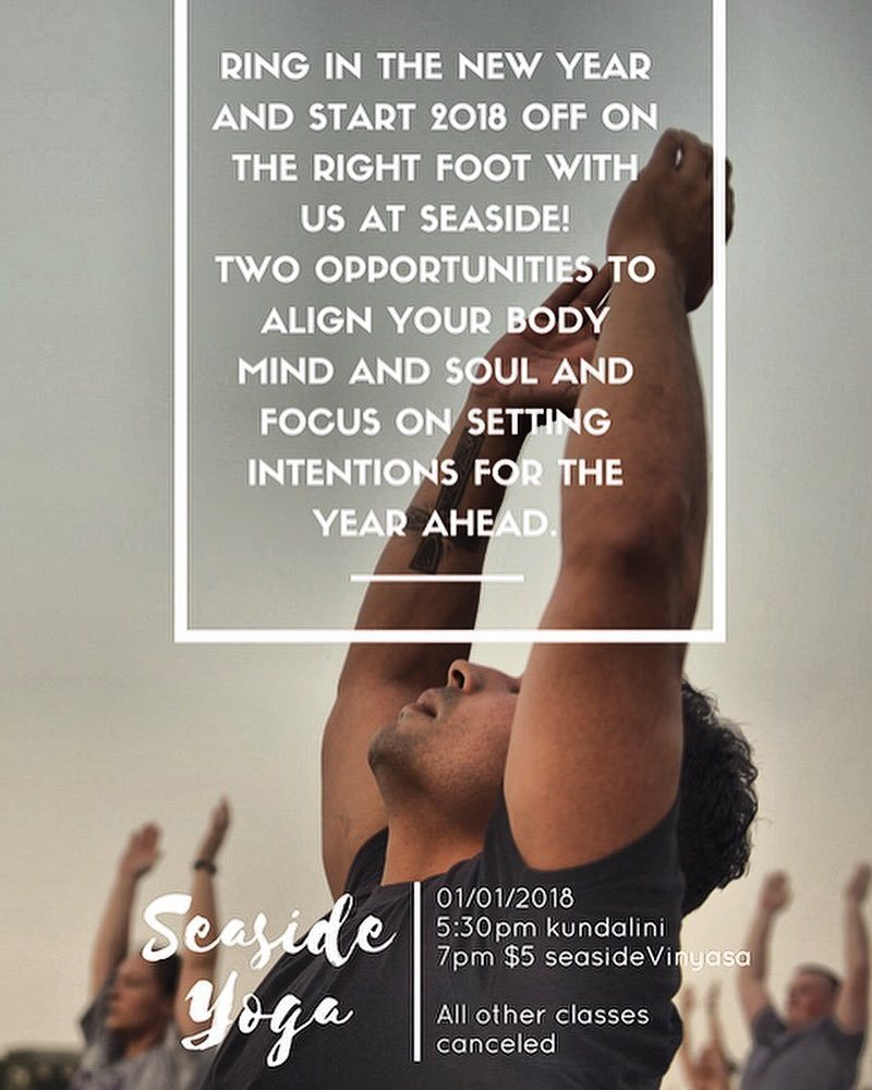 SeasideYogaRI's tweet photo. We hope everyone is enjoying the holidays.....please come and join us as we ring in the New Year together at Seaside! January 1st there will be two class offerings: 5:30pm Kundalini and 7pm $5 Vinyasa both focused on setting goals and intentions for a he… https://t.co/4tCVKUKa1X https://t.co/1LLhdchZdu