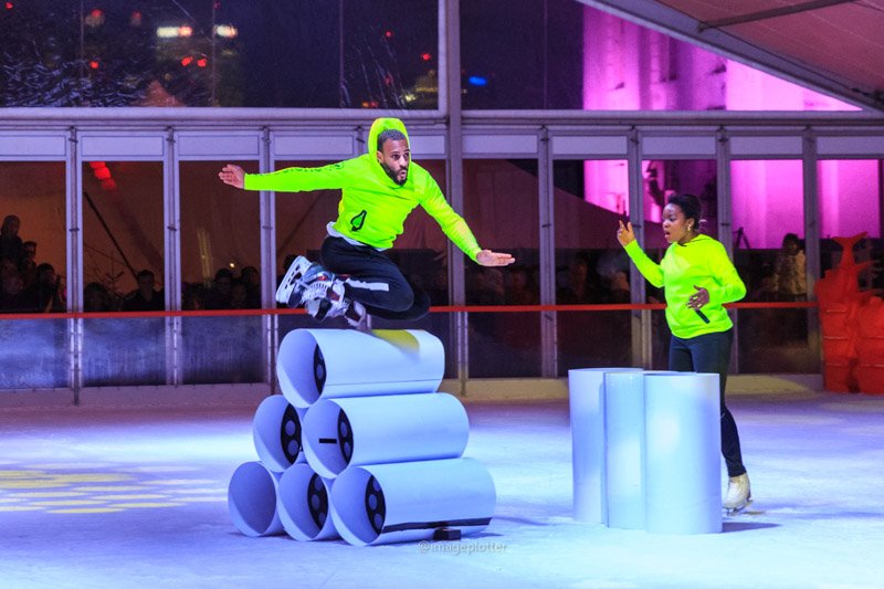 Had fun at @WinterTimeFest in #Greenwich today.  It's dry (good thing in this weather) great bands, nice mulled cider and these freestyle ice skaters were cool to watch.