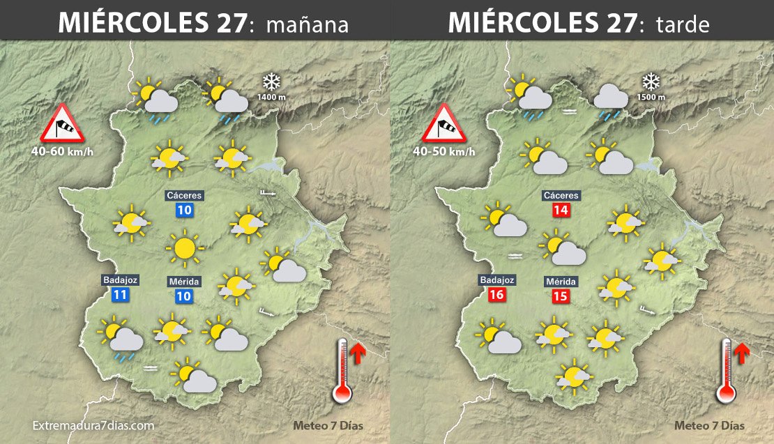 meteo7dias's tweet photo. Previsión meteorológica en Extremadura. Días 27, 28 y 29 de diciembre https://t.co/0Qt9C3QtOf https://t.co/dFQLUXjr3a