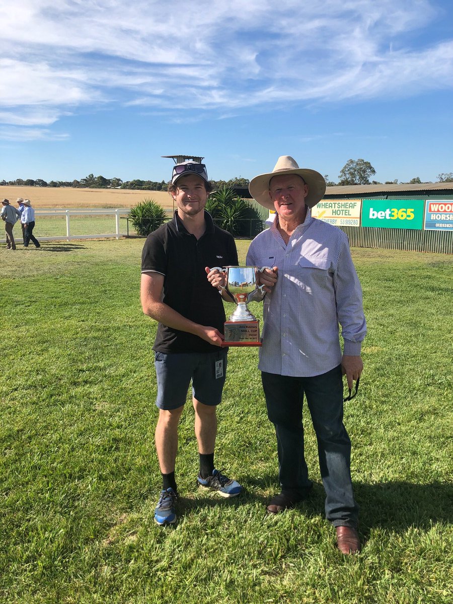 coffeyracing's tweet photo. Great to Win the Nhill Cup for the second year in a row with Vianden! Thanks to all my team at home who are doing a super job at the moment. Great to have Sam holding the cup with me and @HTCoffey do the steering. Great stuff boys! https://t.co/ayusTYihya