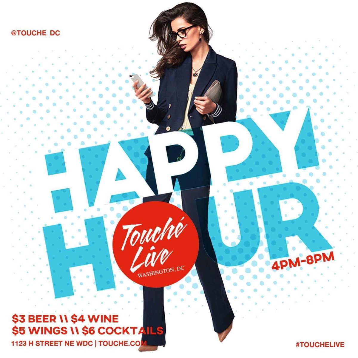 Touche_Club's tweet photo. It's Touché Tuesdays‼️So stop by to get your drink &amp; eat on at DC's #️⃣1️⃣ Happy Hour lounge, Touché Live, 4-8pm and indulge in our great food &amp; drink specials! We got hookah too‼️ #happyhour #hot #thirsty #tuesday #touchédc #drinkspecials #wine #beer #cocktails #wings https://t.co/7Mfd2ulcoc