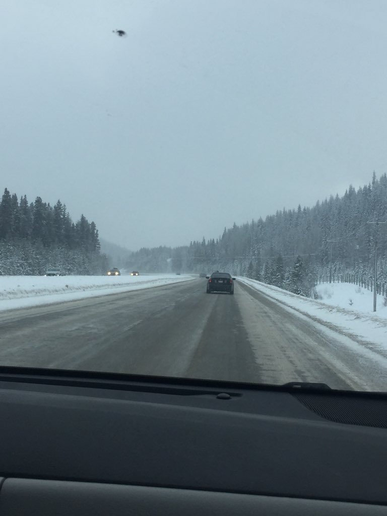 Breazy's tweet photo. #snowing and #compactice on the #coquihalla at Mine Creek Road. @AM730Traffic https://t.co/NNecCOBNdI