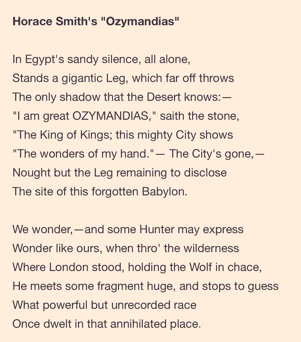 1820now On Twitter Percy Shelley Wrote Ozymandias In A Friendly Completion With Horace Smith Who Also Wrote A Poem On The Same Theme December 26 1817 Https T Co Hdkktjntui