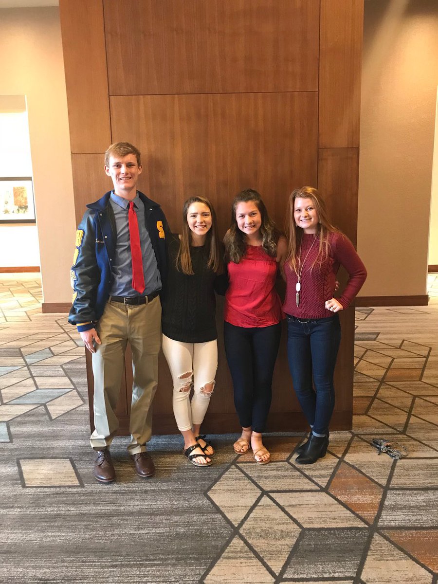 Jonathan Voos, Alyssa Reimer, Emily Smith and Ellie Kate Gorman representing Clemens High School at the  Alamo Bowl FCA Breakfast at the Grand Hyatt in San Antonio! #GoBuffs #Clemens50th