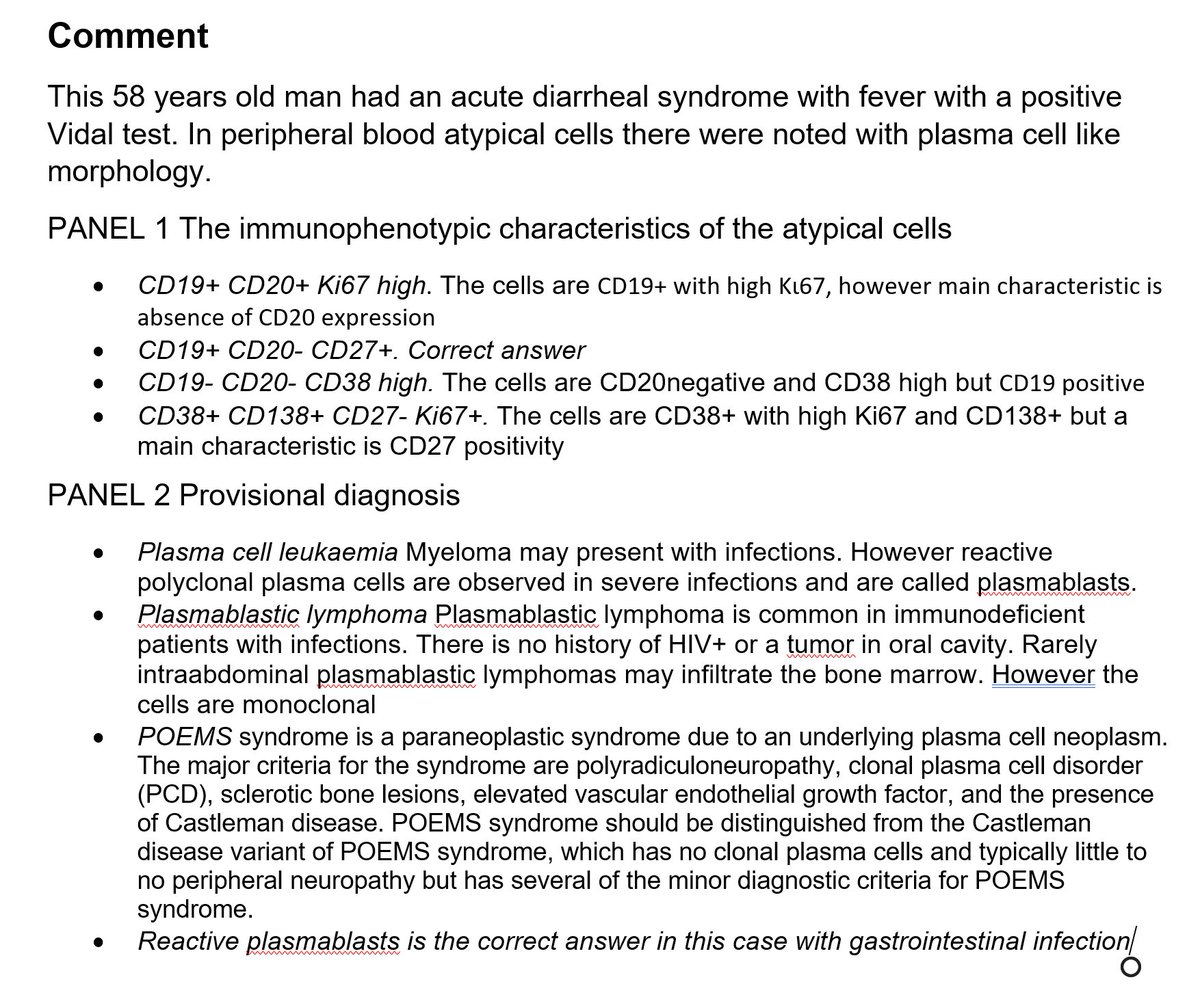 GSPATERAKIS's tweet photo. QUIZ (FINAL) 58M with severe gastrointestinal infection and polyclonal reactive plasmablasts in peripheral blood. The typical phenotype is CD38 strong positive, CD19+, CD27+ and CD20 negative #hemepath #haematology #flowcytometry #plasmablasts https://t.co/24F5xa615N