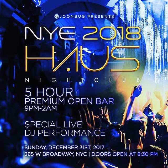 5 days and counting to count down!! 2018 is around the corner! Plan your NYE at Haus! Premium Open Bar from 9PM-2AM! Doors open at 8:30PM! #newyears2018 #newyearnewyork #newyearseve #champagne #champagneparade Get your tickets at bit.ly/2BojN3e bit.ly/2BIiXic