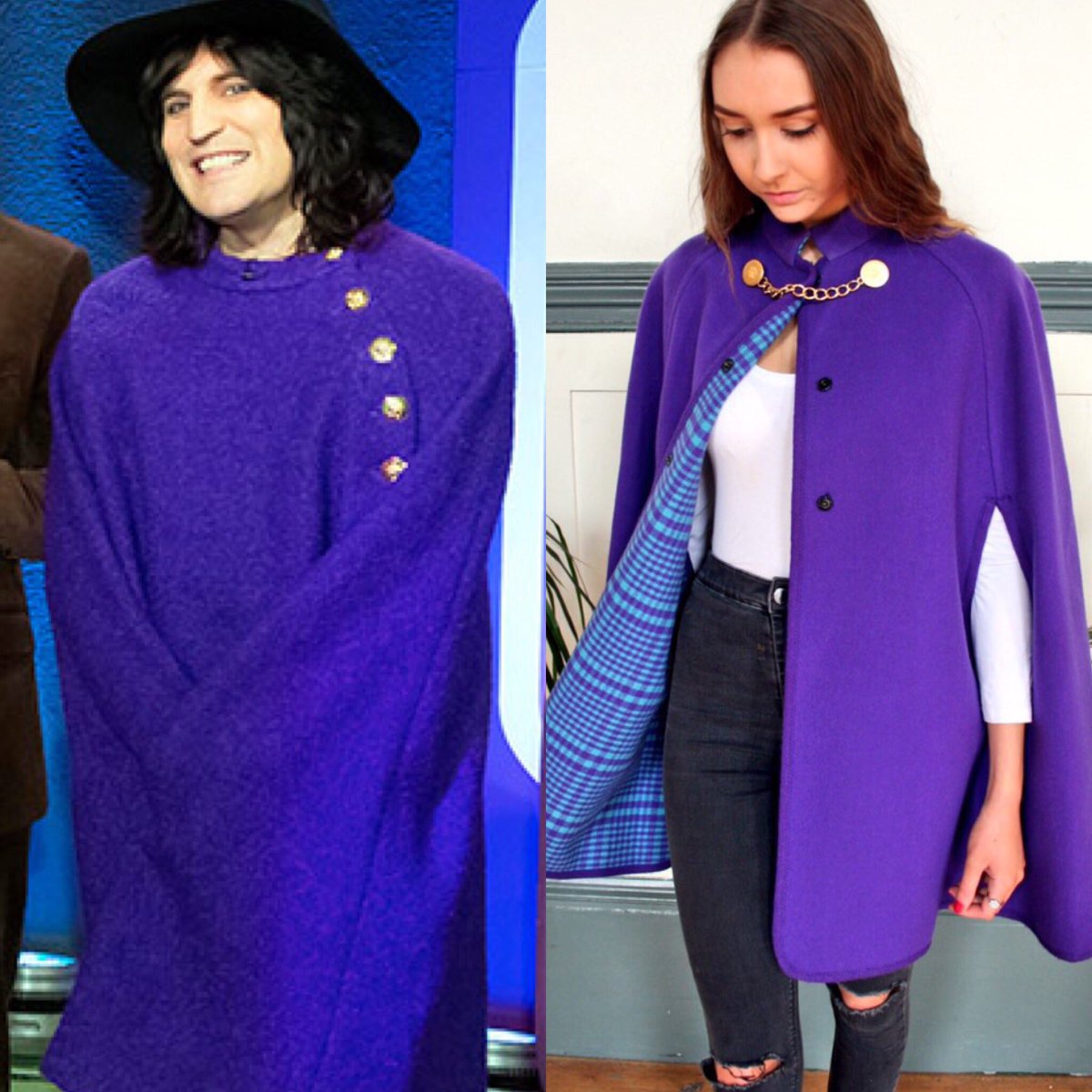 Thinking <a href="/noelfielding11/">noel fielding</a> ‘s choice in capes is similar to ours!! 💜💜 #bigfatquizoftheyear #capes #vintagestyle