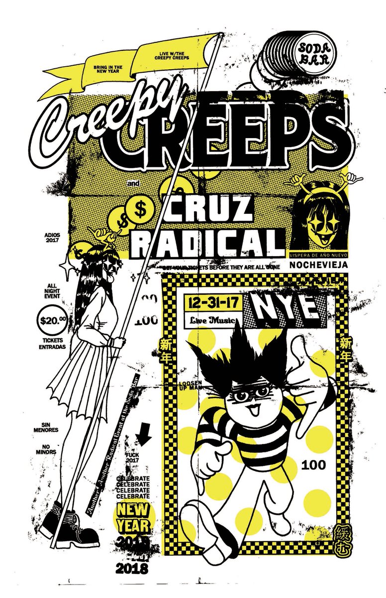 SodaBarSD's tweet photo. SUNDAY 12/31 NYE @ Soda Bar! – the CREEPY CREEPS w/ Cruz Radical  • https://t.co/trT7QIhwEX https://t.co/hy2qcrRhBH