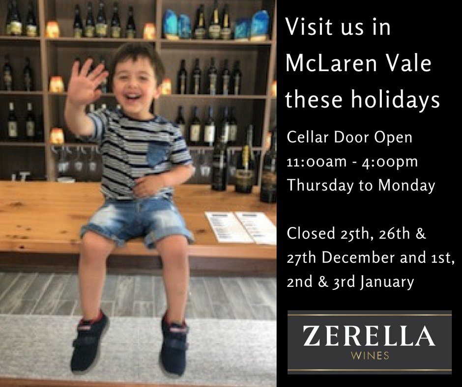 zerellawines's tweet photo. Come and visit us at our Cellar Door in McLaren Vale these holidays 182 Olivers Rd, McLaren Vale during our opening hours. #cellardoor#winetasting #mclarenvale #zerella #zerellawines https://t.co/EB3UdTQkxU