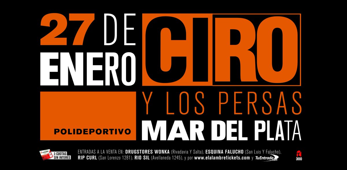 El_alambre's tweet photo. @ciroylospersas en #MarDelPlata 
27/1 Polideportivo
@mardelplatamdp @lacapitalmdq @RADIOBRISAS @VorterixMDP @diariomarpla @ahoramdp @quedigital1 @Favacard @RockandPopMdp https://t.co/fzjdgWuMIr