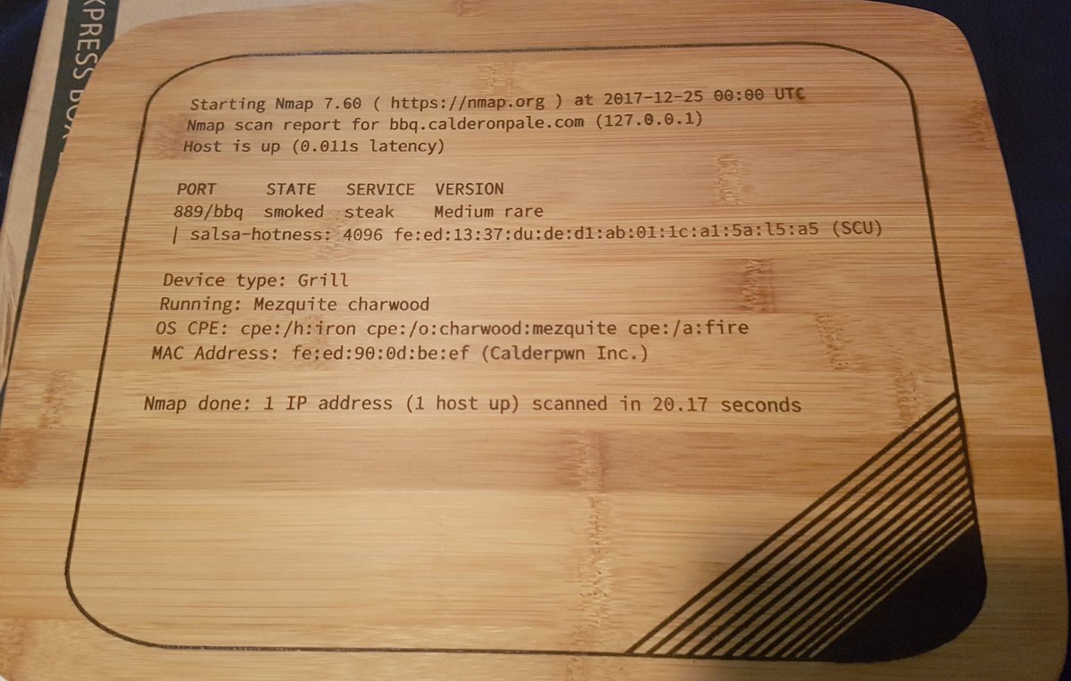 Paulino Calderon on Twitter "Got the coolest Christmas t Thank you HackerSanta Now I gotta find grills with IP addresses and those nmap service