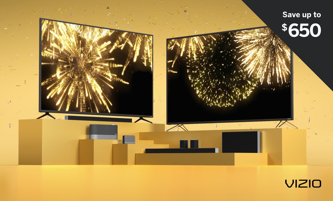 VIZIO's tweet photo. Get brilliant deals on big screens and audio products. Free shipping while supplies last. Shop now: https://t.co/JuiFkVThnU https://t.co/ff0jQtTkSA