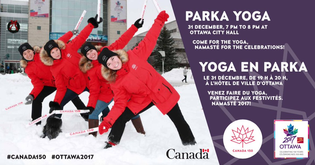 On December 31, as part of our "Salute to 2017" event, participate in an epic Parka Yoga practice! #Canada150 #Ottawa2017
 More info: bit.ly/2pbglbc