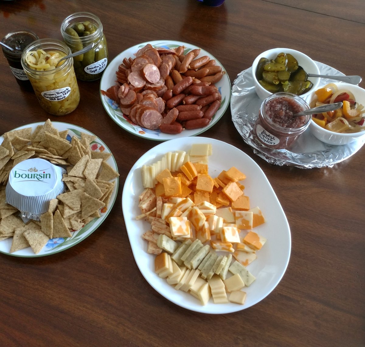 Cheese and crackers and meats with homemade pickles and relishes. Thank you <a href="/Fresh2home/">Local & Fresh</a> <a href="/BothwellCheese/">Bothwell Cheese</a> <a href="/Drake_Meats/">Drake Meats</a> <a href="/MarketRegina/">ReginaFarmersMarket</a> for the amazing ingredients!