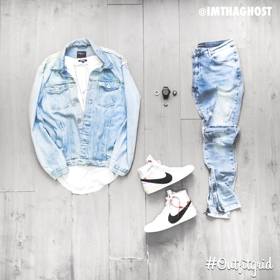 outfitgrid's tweet photo. Today's top #outfitgrid is by @imthaghost.
▫️ #Berskha #DenimJacket
▫️ #OffWhite x #Nike #Blazers
▫️ #EmergeClo #Tee
▫️ #HM #Denim
▫️ #FeatherPendants #Jewelry
▫️ #Vodrich #Watch https://t.co/LRcTFw45vg