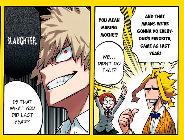 All I did yesterday was read bnha, I only got to chapter 110 but angry is still my fave haha 