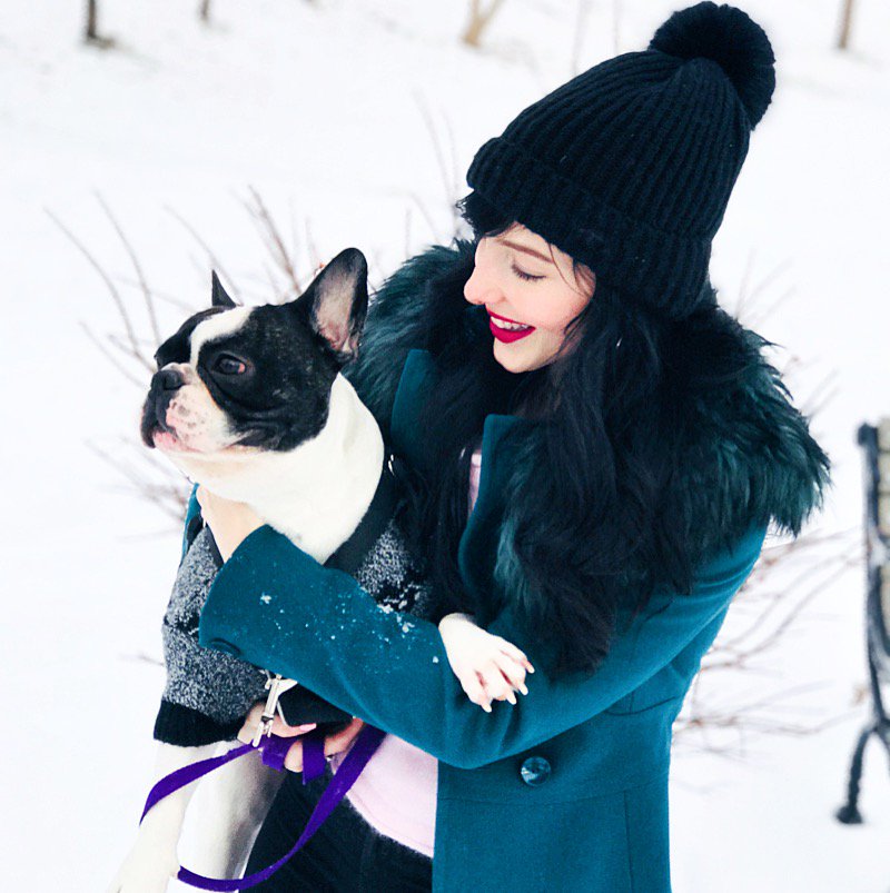 TheSparkleStyle's tweet photo. Hope you all had a Merry Christmas!! Missing my fur babe while I’m in London ❤️💙 #styleblogger #fashion #frenchbulldog https://t.co/2Opos2170n