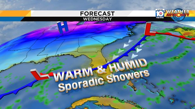 WEDNESDAY: Warm 80s are back once again (11th day in a row), and a few stray afternoon showers can't be ruled out https://t.co/zwvtToohYl