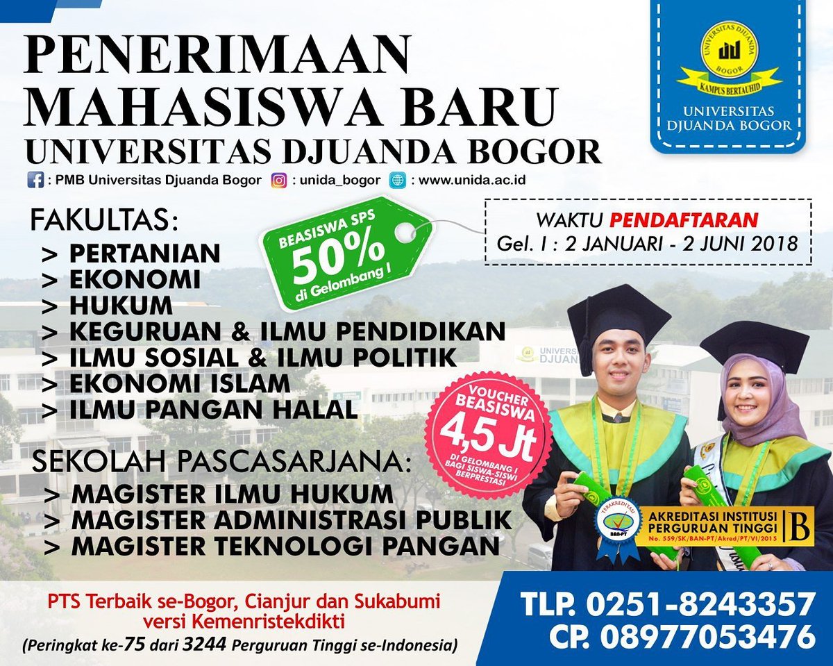 Universitas Djuanda Bogor On Twitter Assalamualaikum Universitas Djuanda Bogor Pts Terbaik Di Bogor Cianjur Dan Sukabumi Versi Kemenristekdikti Peringkat Ke 75 Dari 3244 Perguruan Tinggi Se Indonesia Membuka Kembali Pendaftaran Penerimaan