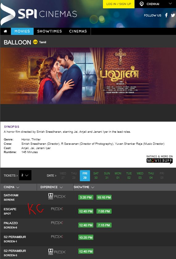 KollywoodCinima's tweet photo. #Balloon Booking Open in Sathyam Cinemas
#2DaysToGoForBalloon | #FlyHighWithBalloon | #BalloonIn2Days
@Actor_Jai @jan_iyer @yoursanjali @auraacinemas @dhilipaction @DuraiKv @sinish_s #Kollywudcinema @NjSatz @AntonyLRuben @CtcMediaboy https://t.co/TUMnjoQfau